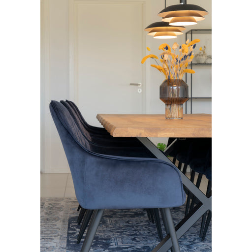 Chaise de salle à manger Harbo | Velours bleu