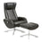 Chaise longue Riga et repose-pieds | Cuir noir